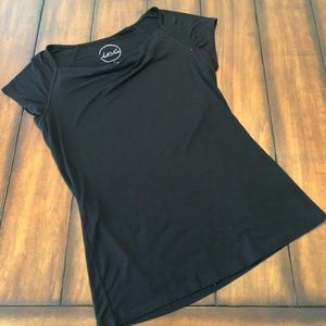 INC Black Top Tee With Draped Neckline